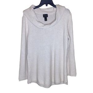 Pure Handknit 100% Cotton Sweater Cowl Neck L/XL